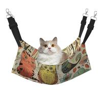 LRHCNZDCP Funny Cats Birds and Flowers Print Cat Hammock Bed, Soft Double-Layered Hanging Pet Bed for Small Pet, L
