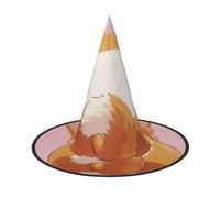 LRHCNZDCP Funny Corgi Butt Brown Printed Halloween Witch Hat for Women Men Festive Parties Cosplay Halloween Accessories, 2 PCS