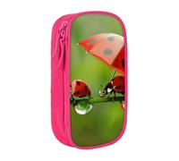 LRHCNZDCP Funny Ladybug Printed Pencil Case Pouch Pink, Cute Pencil Pen Case Pencil Box Pen Bag for School Office
