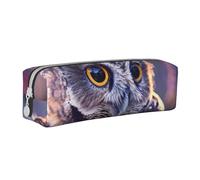 LRHCNZDCP Funny Owl Outdoors Printed Leather Pencil Case - Cute Zipper Pencil Pouch Pencil Box for School & Office