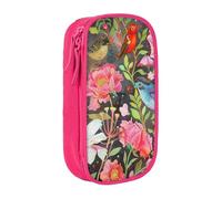 LRHCNZDCP Garden with Bird and Flower Printed Pencil Case Pouch, Cute Pencil Pen Case Pencil Box Pen Bag for School Office,Pink