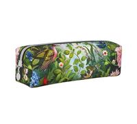 LRHCNZDCP Garden with Birds and Flowers Printed Leather Pencil Case - Cute Zipper Pencil Pouch Pencil Box for School & Office