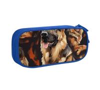 LRHCNZDCP German Shepherd Printed Pencil Case Pouch Cute Pencil Pen Case Pencil Box Pen Bag for School Office, Blue