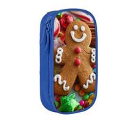 LRHCNZDCP Gingerbread Man Candy Printed Pencil Case Pouch Blue, Cute Pencil Pen Case Pencil Box Pen Bag for School Office
