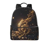 LRHCNZDCP Gold Musical Note with Fallen Shiny Star Printed School Bag Bookbag Laptop Backpack Stylish Lightweight Backpack Travel Backpack for Kids Boys Girls