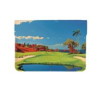 LRHCNZDCP Golf Course 1 Printed Laptop Sleeve 13-Inch Leather Laptop Case Computer Bag Cover for Travel, Work, Business