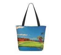 LRHCNZDCP Golf Course 1 Printed Shopping Bag Tote Bag Large Shoulder Bag Lightweight Handbag Women Laptop Bags for Work Travel Shopping