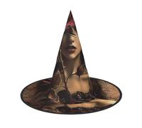 LRHCNZDCP gothic Rose girl Printed Halloween Witch Hat for Women Men Festive Parties Cosplay Halloween Accessories, 2 PCS