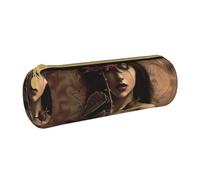 LRHCNZDCP Gothic Rose Girl Printed Leather Pencil Case - Round Zipper Cute Pencil Pouch Pencil Box for School & Office