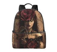 LRHCNZDCP gothic Rose girl Printed School Bag Bookbag Laptop Backpack Stylish Lightweight Backpack Travel Backpack for Kids Boys Girls