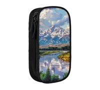 LRHCNZDCP Grand Teton National Park Printed Pencil Case Pouch Black, Cute Pencil Pen Case Pencil Box Pen Bag for School Office