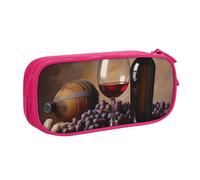 LRHCNZDCP Grape Wine Printed Pencil Case Pouch Cute Pencil Pen Case Pencil Box Pen Bag for School Office, Pink