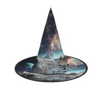 LRHCNZDCP Graphics Universe Space Printed Halloween Witch Hat for Women Men Festive Parties Cosplay Halloween Accessories, 3 PCS