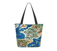 LRHCNZDCP Greece Map Printed Shopping Bag Tote Bag Large Shoulder Bag Lightweight Handbag Women Laptop Bags for Work Travel Shopping