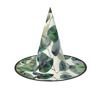 LRHCNZDCP Green Eucalyptus Leaves Printed Halloween Witch Hat for Women Men Festive Parties Cosplay Halloween Accessories, 2 PCS