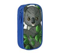 LRHCNZDCP Green Leaf Koala Printed Pencil Case Pouch, Cute Pencil Pen Case Pencil Box Pen Bag for School Office,Blue
