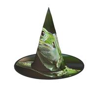 LRHCNZDCP Green Lizard Printed Halloween Witch Hat for Women Men Festive Parties Cosplay Halloween Accessories, 2 PCS
