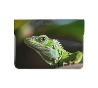 LRHCNZDCP Green Lizard Printed Laptop Sleeve 13-Inch Leather Laptop Case Computer Bag Cover for Travel, Work, Business