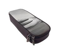 LRHCNZDCP Grey Zen Stones Picture Printed Pencil Case Holder Leather Cute Pen Pencil Pouch School Office College Pencil Box Organizer for Adult Boys Girls