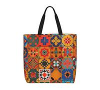 LRHCNZDCP Group of Moroccan Geometric Print Reusable Shopper Tote for Women Waterproof Shoulder Bag Lightweight Grocery Bag for Shopping, Travel & Daily Use Gift