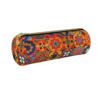 LRHCNZDCP Group of Moroccan Geometric Printed Leather Pencil Case Round Zipper Cute Pencil Pouch Pencil Box for School & Office