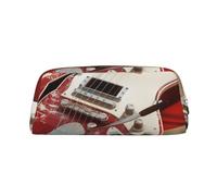 LRHCNZDCP Guitar British Flag Printed Pencil Case Leather Pen Pencil Pouch Makeup Bag with Gold Zipper for Teen Girls Boys Men Women