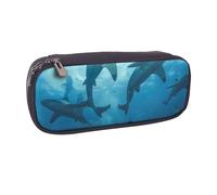LRHCNZDCP Hammerhead Sharks Printed Pencil Case Holder Large Capacity Leather Pen Pencil Pouch Box Organizer for School Office College Adult Boys Girls