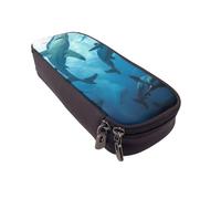 LRHCNZDCP Hammerhead Sharks Printed Pencil Case Holder Leather Cute Pen Pencil Pouch School Office College Pencil Box Organizer for Adult Boys Girls