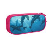 LRHCNZDCP Hammerhead Sharks Printed Pencil Case Pouch Cute Pencil Pen Case Pencil Box Pen Bag for School Office, Pink