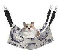 LRHCNZDCP Hand Drawn Teapots and Cups Print Cat Hammock Bed, Soft Double-Layered Hanging Pet Bed for Small Pet, M