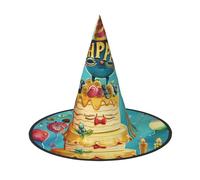 LRHCNZDCP Happy Birthday Printed Halloween Witch Hat for Women Men Festive Parties Cosplay Halloween Accessories, 2 PCS