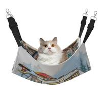 LRHCNZDCP Happy Campers Print Cat Hammock Bed, Soft Double-Layered Hanging Pet Bed for Small Pet, M