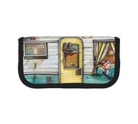 LRHCNZDCP Happy Campers Printed Pen Pencil Case Canvas Makeup Bag Gadget Pen Bag Pencil Box with Zipper