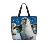 LRHCNZDCP Happy Penguin Print Reusable Shopper Tote for Women Waterproof Shoulder Bag Lightweight Grocery Bag for Shopping, Travel & Daily Use Gift