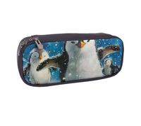 LRHCNZDCP Happy Penguin Printed Pencil Case Holder Large Capacity Leather Pen Pencil Pouch Box Organizer for School Office College Adult Boys Girls