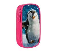 LRHCNZDCP Happy Penguin Printed Pencil Case Pouch, Cute Pencil Pen Case Pencil Box Pen Bag for School Office,Pink