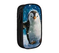 LRHCNZDCP Happy Penguin Printed Pencil Case Pouch, Cute Pencil Pen Case Pencil Box Pen Bag for School Office,Black