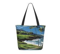 LRHCNZDCP Hawaii Beach Golf Course Printed Shopping Bag Tote Bag Large Shoulder Bag Lightweight Handbag Women Laptop Bags for Work Travel Shopping