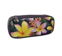 LRHCNZDCP Hawaiian Colorful Flower Printed Pencil Case Holder Large Capacity Leather Pen Pencil Pouch Box Organizer for School Office College Adult Boys Girls
