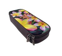 LRHCNZDCP Hawaiian Colorful Flower Printed Pencil Case Holder Leather Cute Pen Pencil Pouch School Office College Pencil Box Organizer for Adult Boys Girls