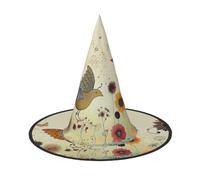 LRHCNZDCP Hen Flying Butterflies Among Flower Printed Halloween Witch Hat for Women Men Festive Parties Cosplay Halloween Accessories, 2 PCS