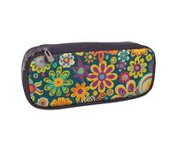 LRHCNZDCP Hippie Pattern Printed Pencil Case Holder Large Capacity Leather Pen Pencil Pouch Box Organizer for School Office College Adult Boys Girls