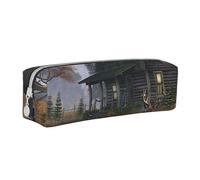 LRHCNZDCP Holiday Home Deer Hunting Printed Leather Pencil Case - Cute Zipper Pencil Pouch Pencil Box for School & Office