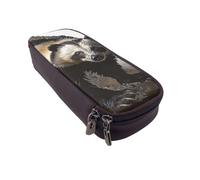 LRHCNZDCP Honey Badger Printed Pencil Case Holder Leather Cute Pen Pencil Pouch School Office College Pencil Box Organizer for Adult Boys Girls