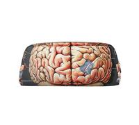 LRHCNZDCP Human Brain Printed Pencil Case Leather Pen Pencil Pouch Makeup Bag with Gold Zipper for Teen Girls Boys Men Women