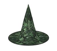 LRHCNZDCP Hunter Green Floral Petals Pattern Printed Halloween Witch Hat for Women Men Festive Parties Cosplay Halloween Accessories, 2 PCS