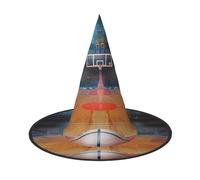 LRHCNZDCP indoor basketball Printed Halloween Witch Hat for Women Men Festive Parties Cosplay Halloween Accessories, 2 PCS