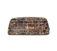 LRHCNZDCP Industrial Brick Wall Background Printed Pencil Case Leather Pen Pencil Pouch Makeup Bag with Silver Zipper for Teen Girls Boys Men Women
