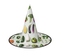 LRHCNZDCP Introduction of various vegetables Printed Halloween Witch Hat for Women Men Festive Parties Cosplay Halloween Accessories, 3 PCS