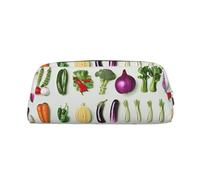 LRHCNZDCP Introduction of Various Vegetables Printed Pencil Case Leather Pen Pencil Pouch Makeup Bag with Silver Zipper for Teen Girls Boys Men Women